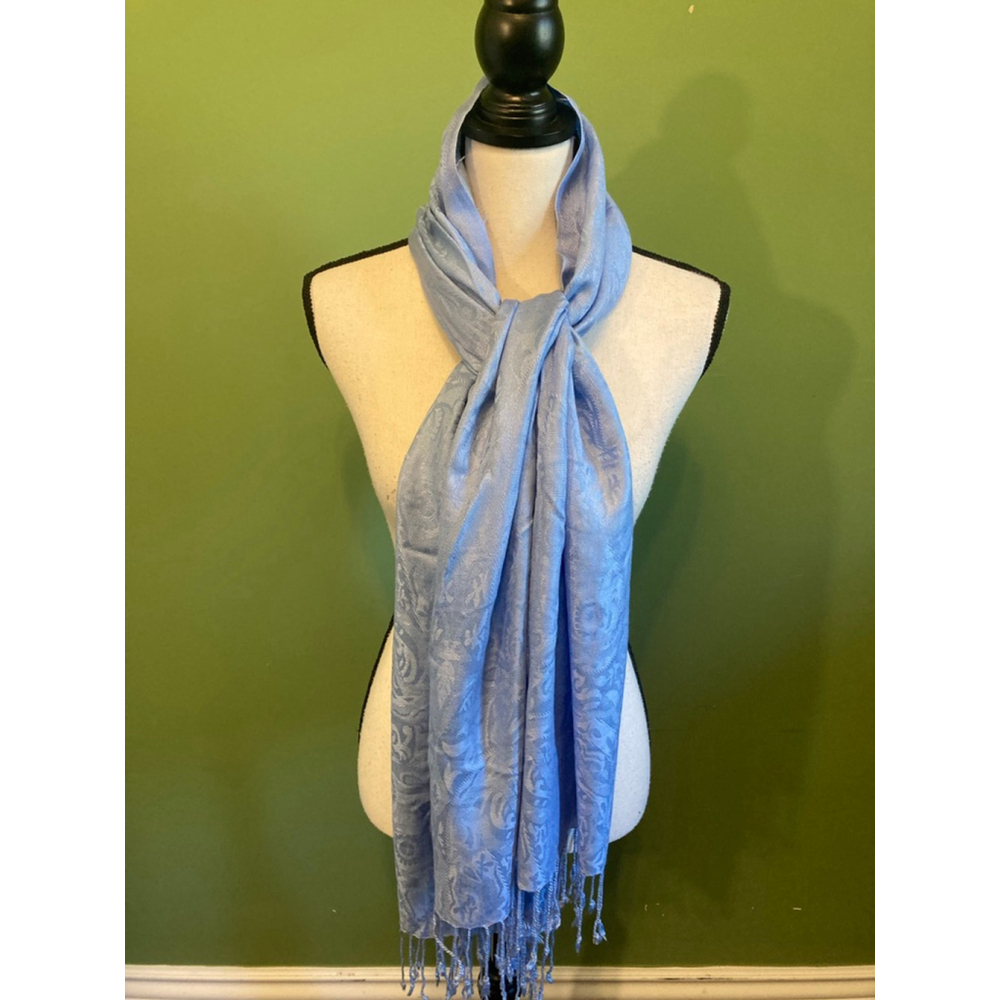 Women's Light Blue Paisley Rayon Scarf One Size